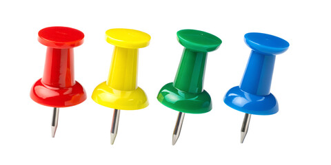 push pin isolated on transparent background, colorful push pins
