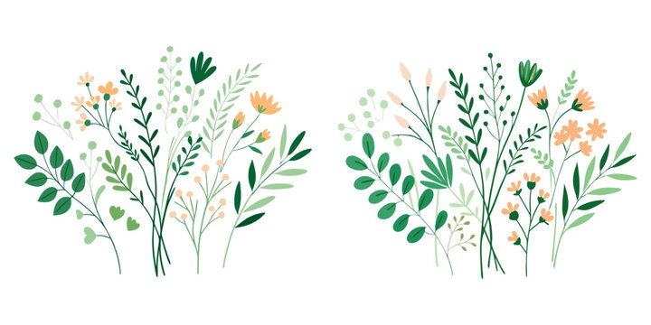 A floral vector set featuring minimalist botanical line art, wedding branches, herbs, and elegant greenery compositions for invitations and save-the-date cards.abstract floral background - Powered by Adobe