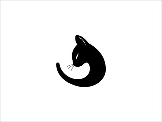 A minimalist logo featuring a white cat's head in a black circle.