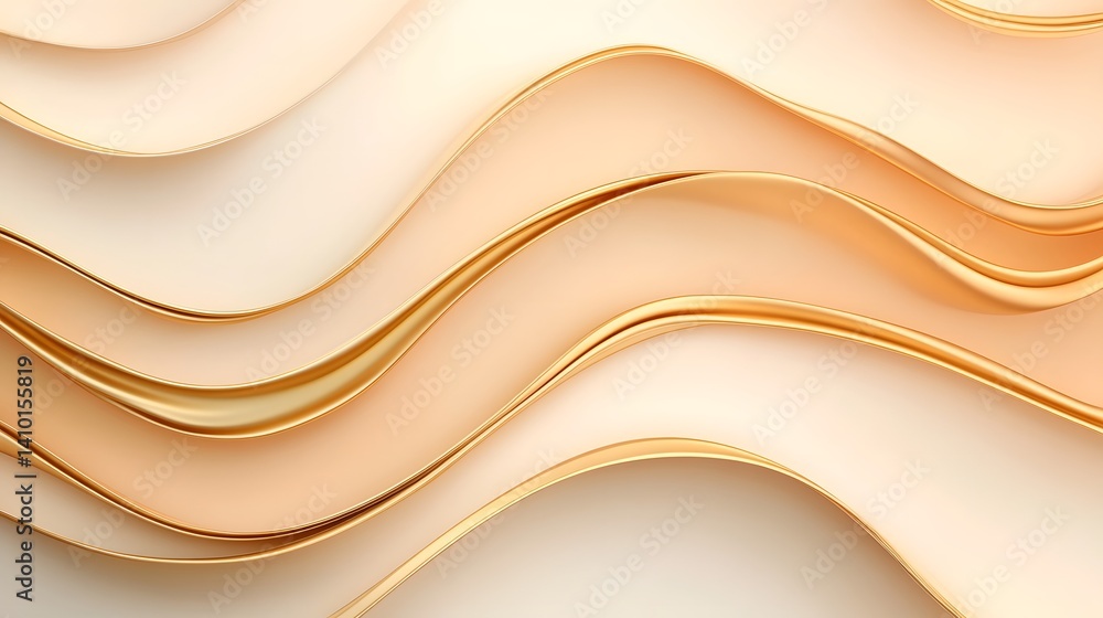 Poster luxurious golden gradient flowing curved lines elegant abstract design background