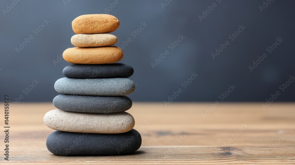 Aufkleber elegant stack of rocks forming a perfect balance scale representing joy and structure in nature's ha