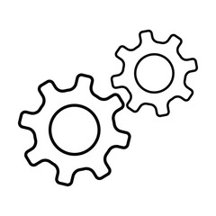 settings icon vector for any purposes, Simple Gear Icon Mechanical Cogwheel Symbol in Minimal Line Style