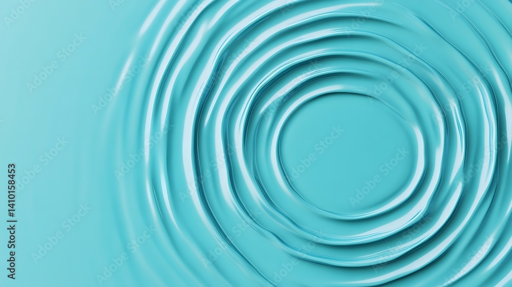 Poster captivating circular ripple wave effect in soft pastel blue digital fluid motion abstract background
