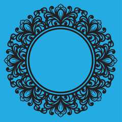 Elegant Black Floral Circle Frame Decoration Design