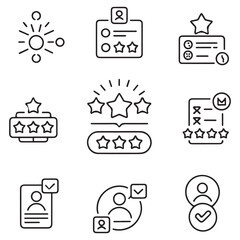 Survey thin line icons set. Rating, feedback, opinion icon. Editable stroke. Vector with white background