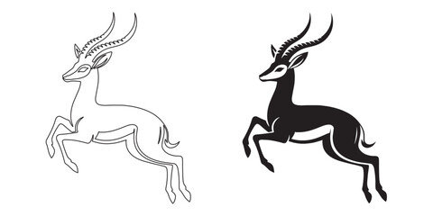 Artistic gazelle silhouette – clean design for nature, wildlife, and outdoor-themed projects – gazelle silhouette – gazelle vector – gazelle illustration – gazelle outline – gazelle line art

