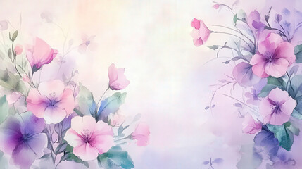 Naklejka premium Watercolor floral design with pastel color scheme