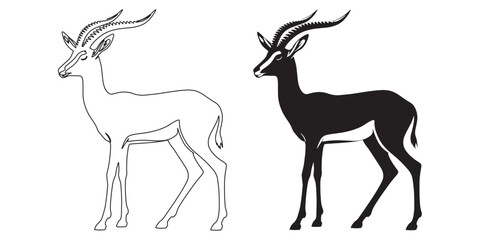 Clean gazelle silhouette vector – simple design for digital art and wildlife branding – gazelle silhouette – gazelle vector – gazelle illustration – minimalist gazelle outline – gazelle icon

