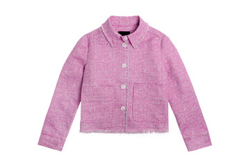 
Pink tweed jacket isolated on white background