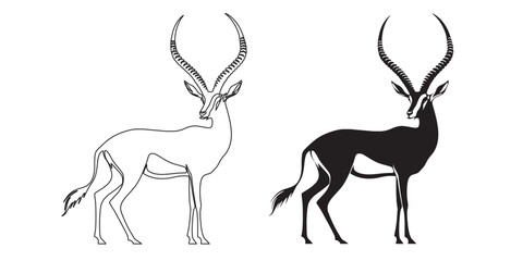 Sleek gazelle silhouette vector – minimalist design for modern and wildlife-focused branding – gazelle silhouette – gazelle vector – gazelle illustration – gazelle outline – gazelle line art