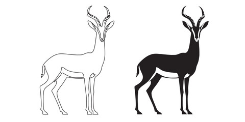 Elegant gazelle silhouette design – sleek vector art for nature, wildlife, and adventure projects – gazelle silhouette – gazelle vector – gazelle illustration – gazelle outline – gazelle lineart