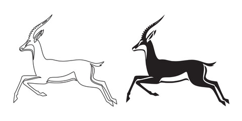 Unique gazelle vector silhouette – bold design for modern, outdoor, and wildlife-based projects – gazelle silhouette – gazelle vector – gazelle illustration – gazelle outline – gazelle lineart