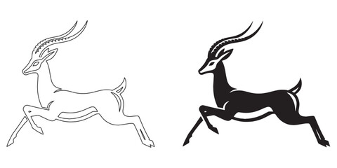 Minimalist gazelle vector silhouette – sleek design for modern wildlife and nature projects – gazelle silhouette – gazelle vector – gazelle illustration – minimalist gazelle outline – gazelle line art