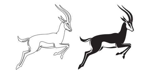 Minimalist gazelle silhouette – sleek and modern vector design for nature and wildlife logos – gazelle silhouette – gazelle vector – gazelle illustration – gazelle outline – gazelle line art