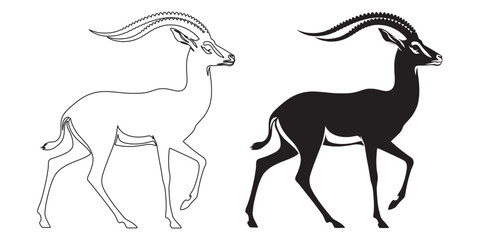 Gazelle vector silhouette – clean design for logos, posters, and creative wildlife projects – gazelle silhouette – gazelle vector – gazelle illustration – minimalist gazelle outline