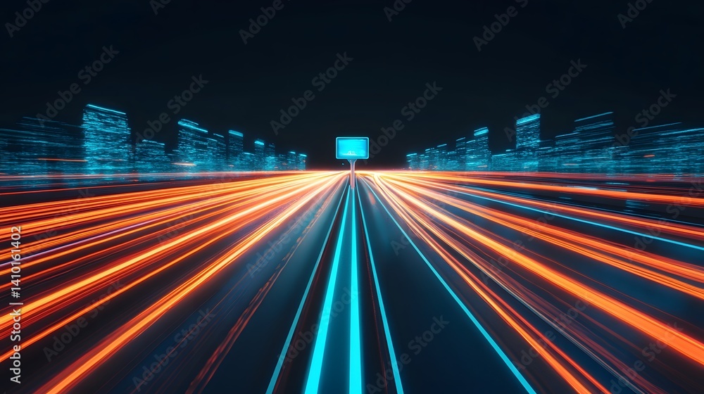 Aufkleber futuristic illuminated high-speed expressway with ai-powered route guidance