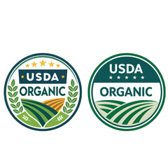 USDA Organic Certified stamp symbol Badges label no gmo vector icon