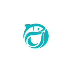 fish logo with water wave elements in flat design