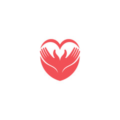 hand love care logo in flat vector design