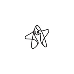 abstract person logo with star icon in line art design