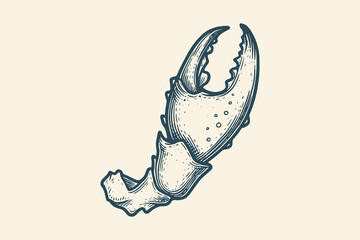 Vintage engraved crab claw illustration in bold black and white style © Victoria