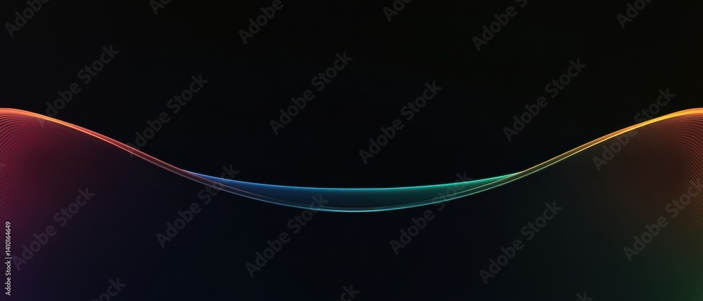 Poster abstract colorful wave on black background with dynamic gradient concept of modern technology, digit