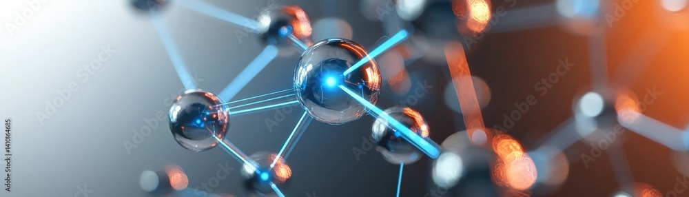 Aufkleber a close-up digital representation of interconnected molecules and atoms, showcasing intricate struct