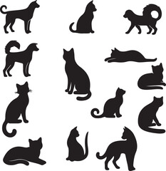 a large collection of silhouettes of animals 