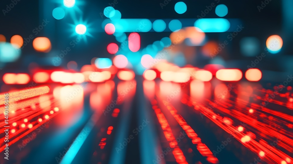 Aufkleber illuminated futuristic smart highway with ai-powered traffic control and connected transportation