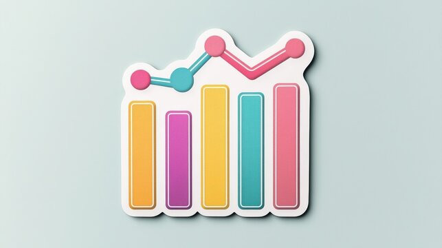 A colorful bar graph with a line chart overlay, representing data trends and analysis in a visually appealing design. - Powered by Adobe