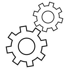 settings icon vector for any purposes, Simple Gear Icon Mechanical Cogwheel Symbol in Minimal Line Style