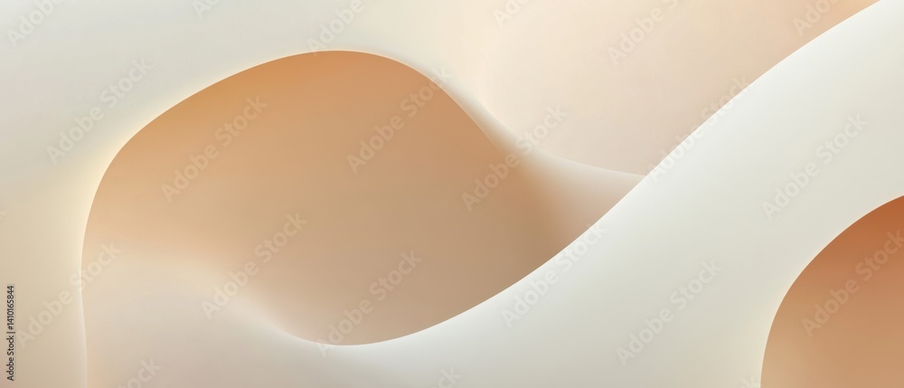 Poster abstract beige and white paper waves background with soft light and shadow for modern design and ele