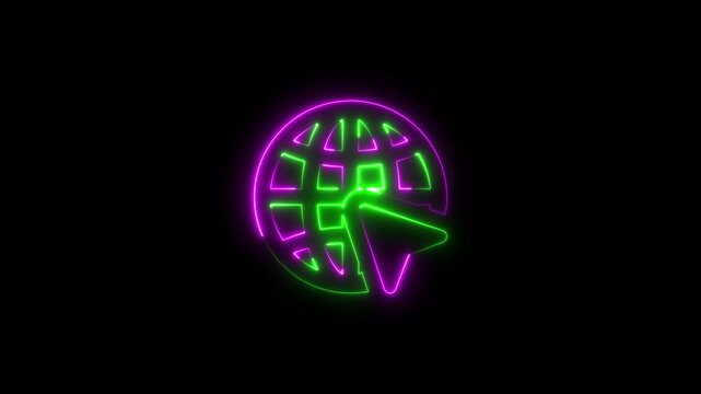 "Glowing Neon Click Icon &ndash; Futuristic UI Button with Light Effect"