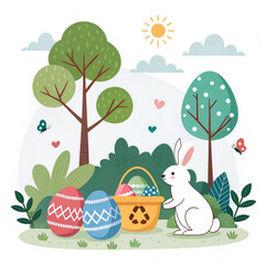 easter bunny with easter eggs Vectors that will make your festival more colorful .