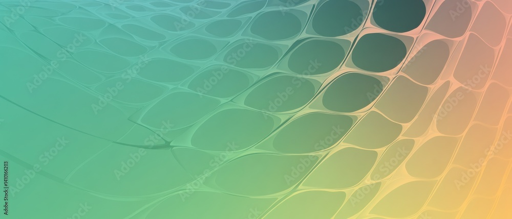 Aufkleber abstract gradient background with organic cell pattern in green and orange, creating a modern and fl