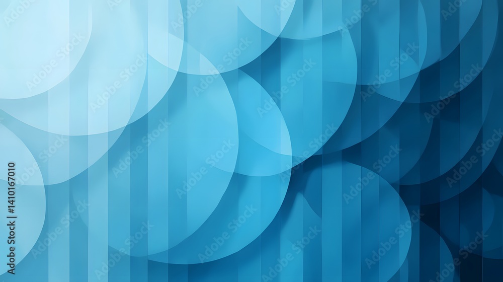Poster elegant light blue digital background with transparent overlapping rings and halftone textures