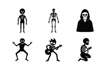 Skeleton silhouette vector bundle  illustration