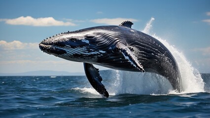 Fototapeta premium A large whale gracefully swims underwater