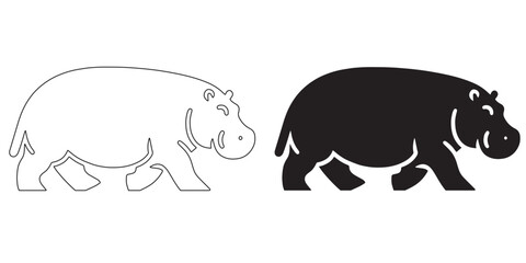 Clean hippopotamus silhouette – simple design for outdoor, eco, and wildlife projects – hippopotamus silhouette – hippo silhouette – hippopotamus vector – hippo line art

