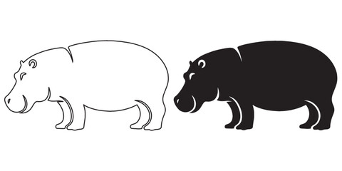 Dynamic hippopotamus silhouette – clean hippo vector for nature and wildlife logos – hippopotamus silhouette – hippo silhouette – hippopotamus vector – hippo outline

