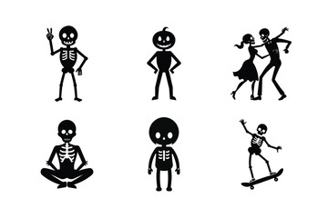 Skeleton silhouette vector bundle  illustration