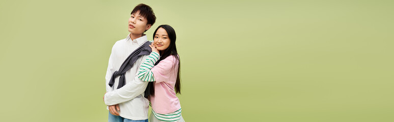 Stylish couple enjoying a moment of connection in a serene setting together