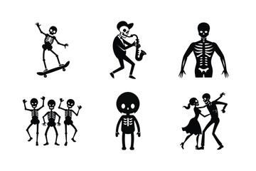Skeleton silhouette vector bundle  illustration