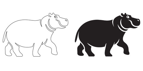 Dynamic hippo silhouette vector – bold design for outdoor and eco-friendly content – hippopotamus silhouette – hippo silhouette – hippopotamus vector – hippo outline

