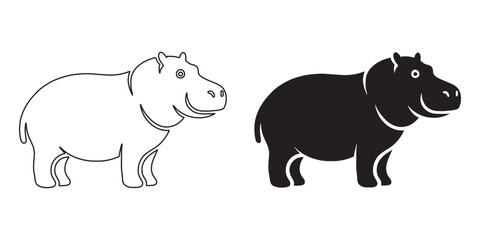 Bold hippo vector silhouette – clean design for wildlife, nature, and eco branding – hippopotamus silhouette – hippo silhouette – hippopotamus vector – hippo line art

