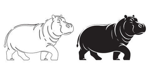Clean hippo silhouette – modern hippopotamus vector for outdoor and nature projects – hippopotamus silhouette – hippo silhouette – hippopotamus vector – hippo outline

