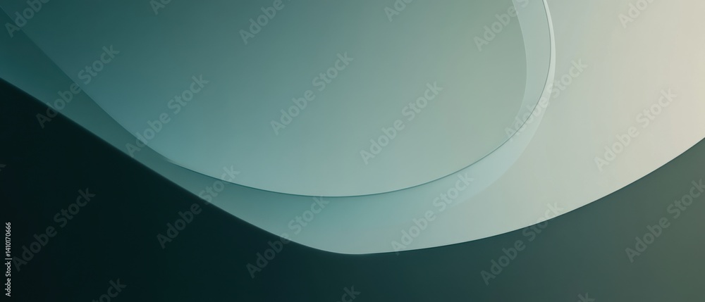 Aufkleber abstract teal and white gradient background with curved layers, creating a modern and elegant design