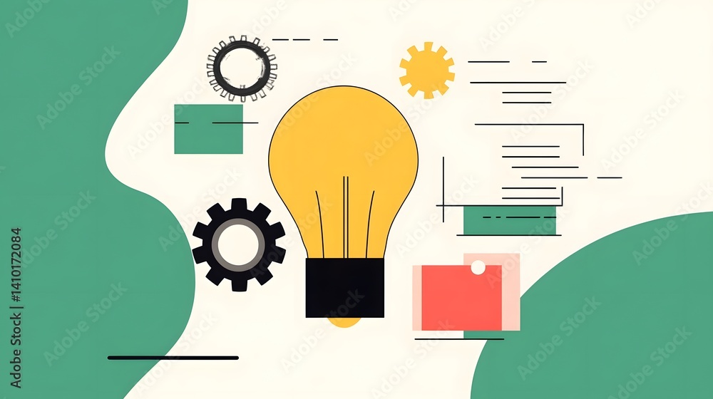 Aufkleber innovative digital concept with puzzle pieces and gears for idea and problem-solving
