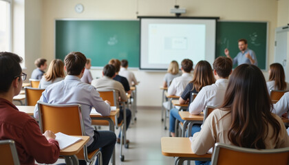 Educational Classroom with Teacher and Students