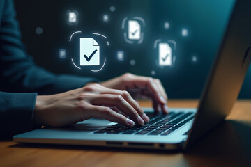 Justice and laws concept. AI ethics or AI law, developing AI codes of ethics. Compliance, regulation, standard and business policy. businessman touching law technology symbol on virtual screen.